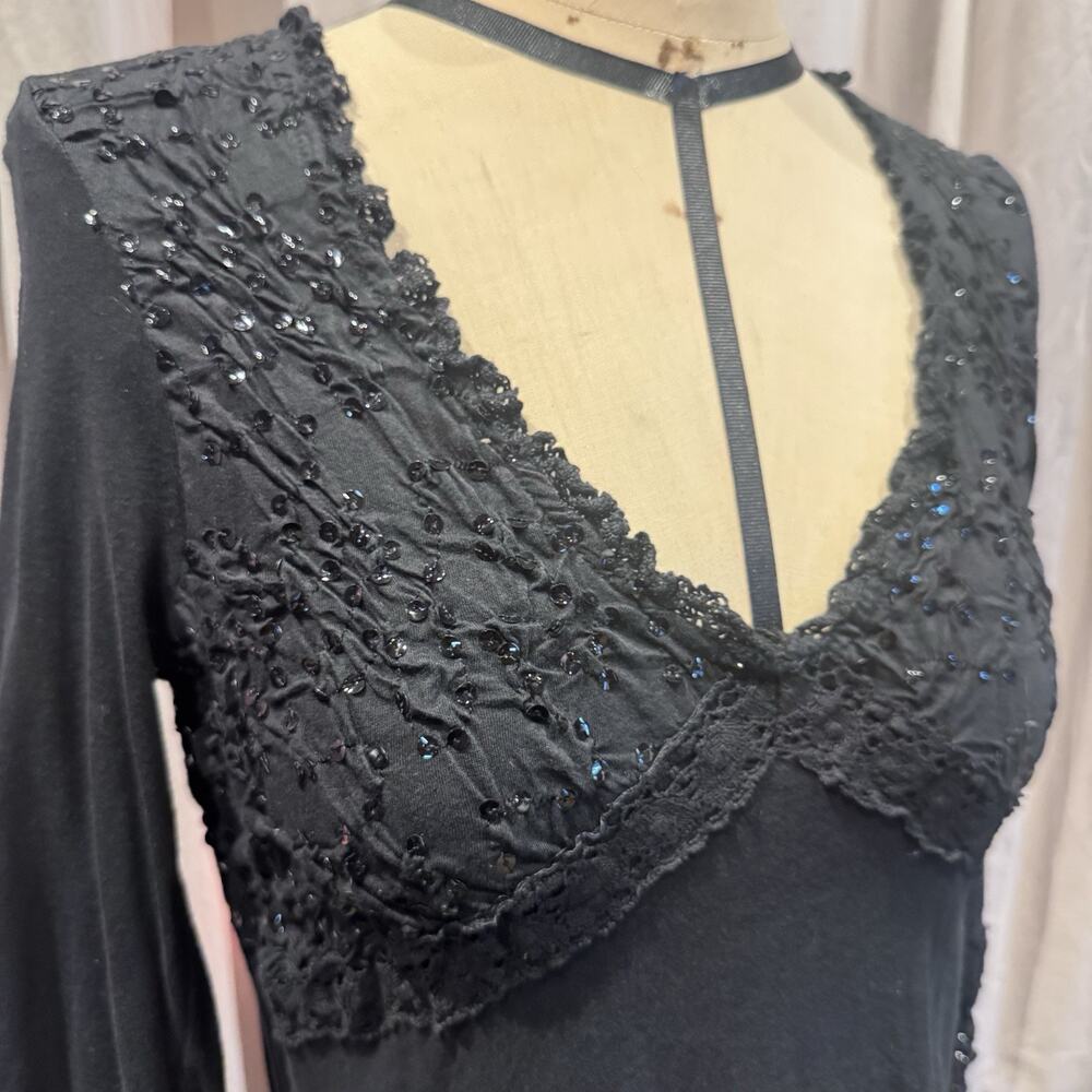 Ann Ferriday VTG Stock 100 % Cotton And Sequin Top S/M - Picture 2 of 5